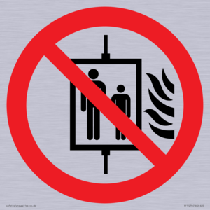 P020 Prohibition: Do not use lift in the event of fire